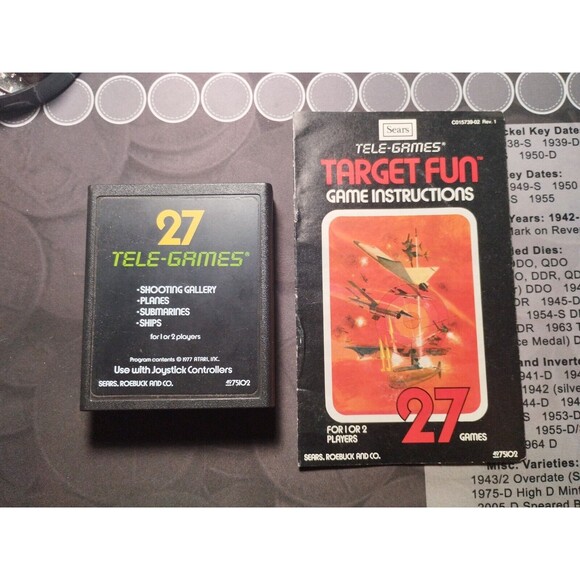 Target Fun for Atari 2600. Tested & Works. 1977. Sears Text Label. With Manual. - Picture 1 of 6